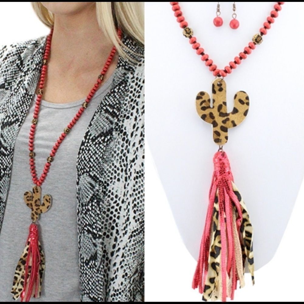 Leopard hide cactus Necklace